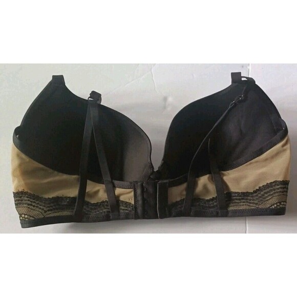 Maidenform Push Up Bra Size 38D Black Underwire Satin Mesh Band Padded 9900 - Picture 2 of 6